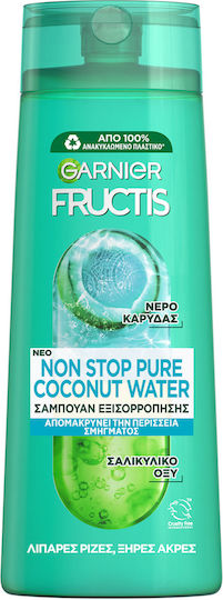 Garnier Fructis Non Stop Pure Coconut Water Σαμπουάν Αναδόμησης/Θρέψης & Ενυδάτωσης για Όλους τους Τύπους Μαλλιών 400ml