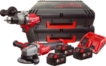 Milwaukee M18 ONEPP2E-503X Set Eckiges Rad & Schlagbohrschrauber 18V mit 3 Batterien 5Ah