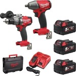 Milwaukee M18 ONEPP2D-503X Set Impact Drill Driver & Impact Driver 18V with 3 5Ah Batteries and Case