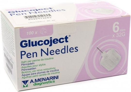 Menarini Glucoject Pen Βελόνες Ινσουλίνης 32G x 6mm 100τμχ