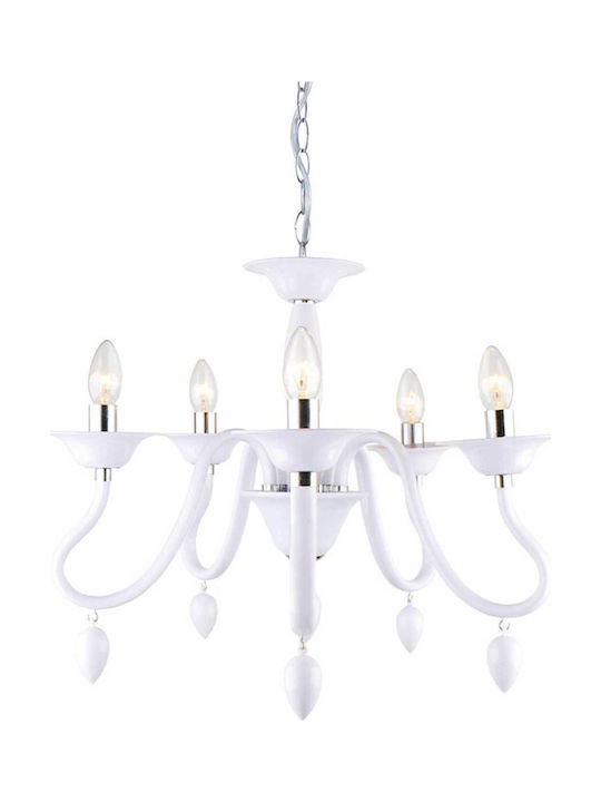 Aca Chandelier Candlestick 5xE14 White 53cm SF3630135