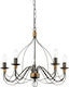 Ideal Lux Πολυέλαιος 5xE14 Ø64cm με Κεράκια Μαύρος 057187