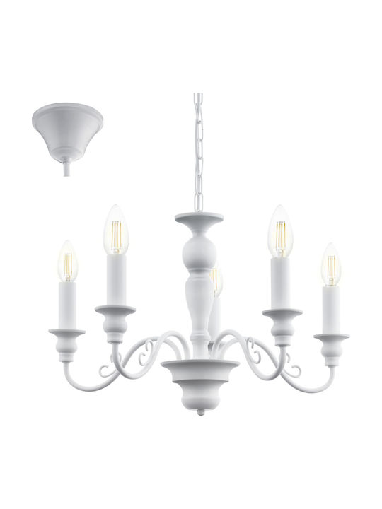 Eglo Caposile Chandelier Candlestick 5xE14 White 54.5cm 49851