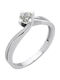 White Gold Solitaire Ring K14 with Zircon