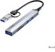 Remax RU-U7 Hub 3 Ports USB 3.0 with USB-A Connection Silver