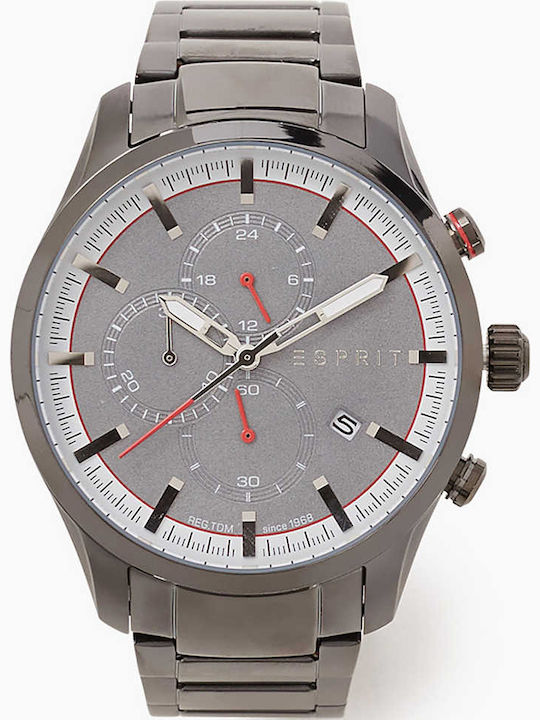 Esprit Ανδρικό Ρολόι 44mm Χρονογράφος Μπαταρίας με Μαύρο Μεταλλικό Μπρασελέ