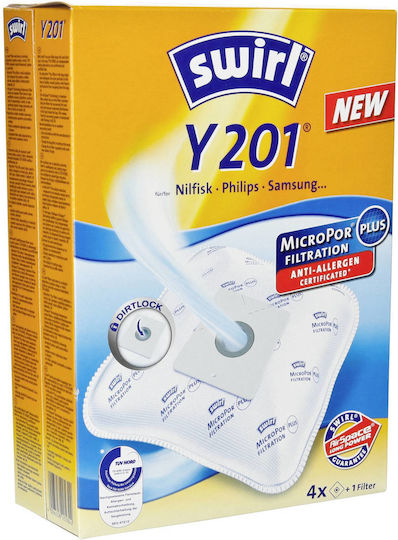 Swirl Y201 Vacuum Cleaner Bags 4pcs Compatible with Vacuum Cleaner Nilfisk / Philips / Samsung