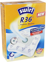 Swirl R36 Σακούλες Σκούπας 4τμχ Συμβατή με Σκούπα Moulinex / Rowenta
