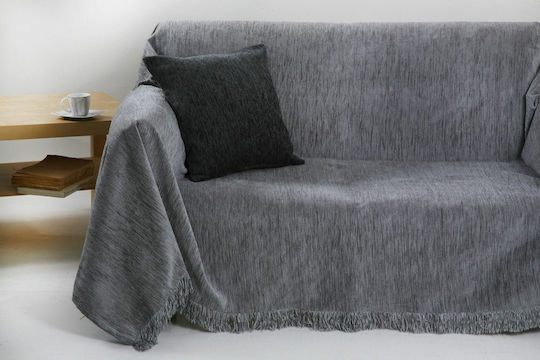 Anna Riska 1300 Ριχτάρι Τριθέσιου Καναπέ Chenille 180x280εκ. Light Grey
