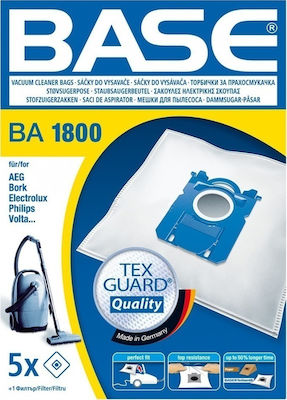 BASE BA1800 Vacuum Cleaner Bags 5pcs Compatible with AEG / Electrolux / Philips Vacuum Cleaners