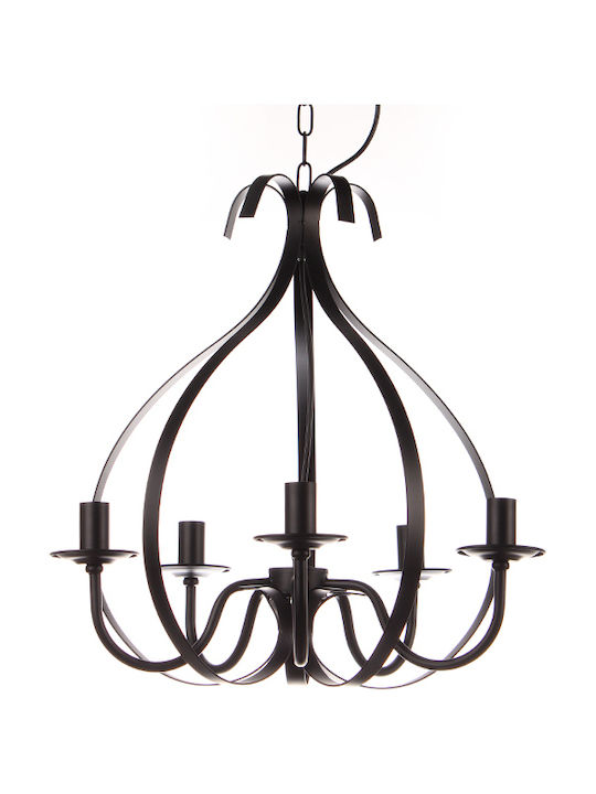 HL50395 Μαύρο Chandelier Candlestick 5xE14 Black 39014