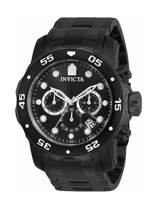 Invicta Pro Diver Watch Chronograph Battery with Black Metal Bracelet