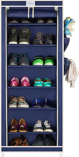 Stoff Schuhschrank Elli mit 7 Regalen Blau L60xW35xH150cm