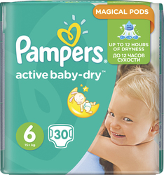 Pampers Klebeband-Windeln Active Baby Dry Active Baby Nr. 6 für 15+ kgkg 30Stück