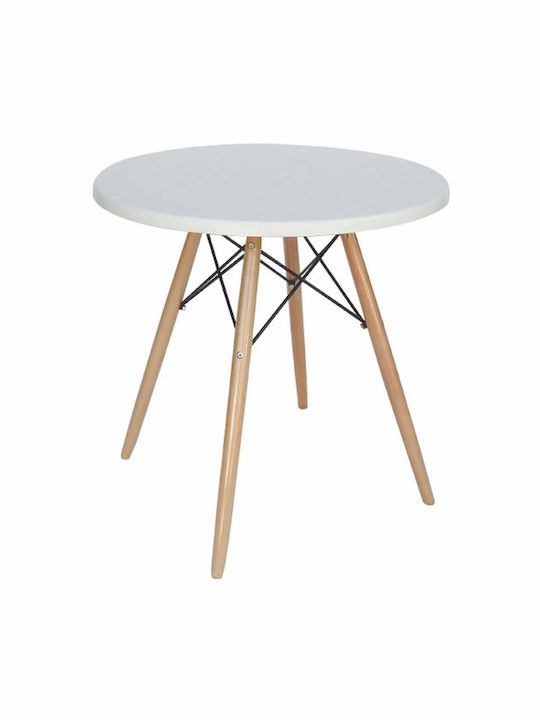 Randy Outdoor Table for Small Spaces with Polypropylene Surface and Wood Frame White 60x60x72cm