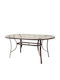 154561 Outdoor Dinner Free Standing Table with Glass Surface and Metal Frame Brown 160x90x75cm
