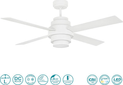 Faro Barcelona Disc 33397 Ceiling Fan 132cm with Light and Remote Control White