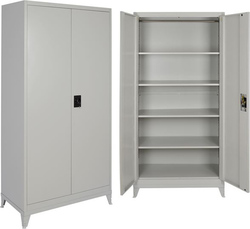 Metallic Galvanized Two-Door Wardrobe with 4 Shelves 90x45x191cm