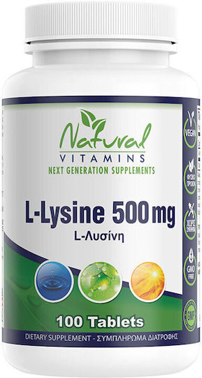 Natural Vitamins L-Lysine 500mg 100 Ταμπλέτες Unflavoured