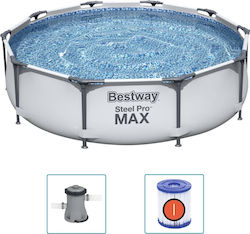 Bestway Swimming Pool PVC with Metallic Frame & Filter Pump 305x305x76cm White