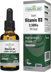 Natures Aid Vitamin D3 Vitamin for Immune System Boost 2500iu 50ml