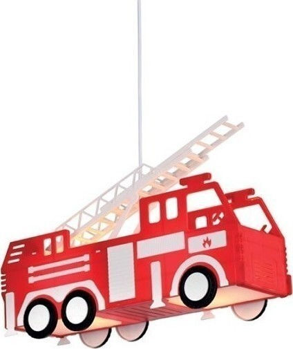 Aca Feuerwehrfahrzeug Kronleuchter Kinderdeckenleuchte Deckenleuchte 13W mit Fassung E27 Rot