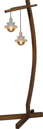 Home Lighting Norio Vintage Floor Lamp H189xW19cm. with Socket for Bulb E27 White