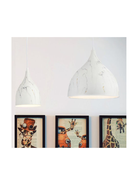 Aca Roxanne Pendant Light White Bell with Socket E27 35x31cm