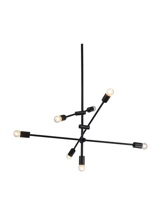 Aca Luther Pendant Chandelier for 7 Bulbs E27 Black