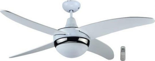 Primo CF48-4C1L 18.411 800249 Ceiling Fan 120cm with Light and Remote Control Silver