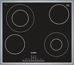 Bosch Ceramic Cooktop With Frame Autonomous Inox with Child Lock Function 58.3x51.3εκ.