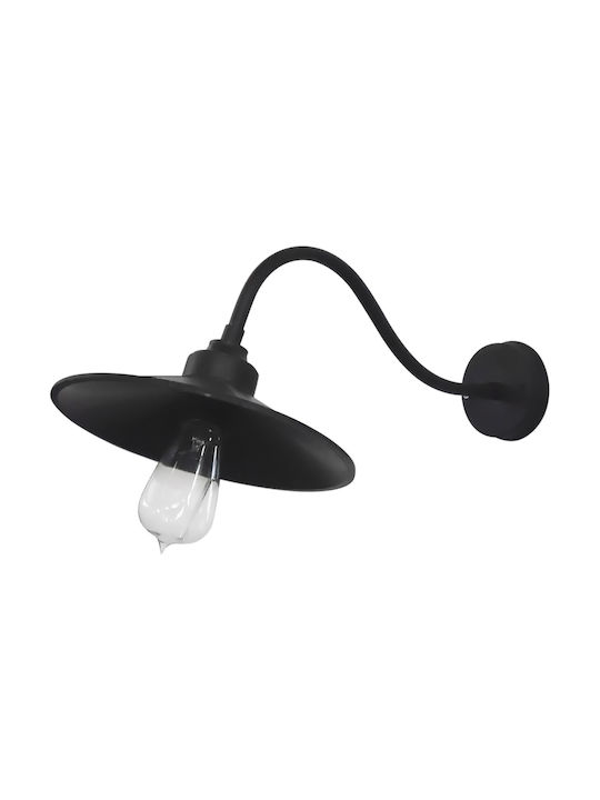 Heronia AS-150AP Vintage Wall Lamp with Socket E27 Black Width 24cm