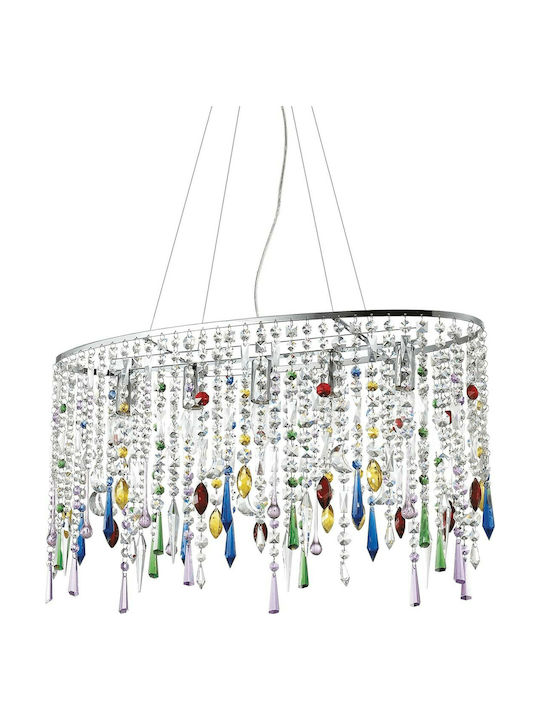 Ideal Lux Rain Color Chandelier with Crystals 5xE14 Multicolour 105277