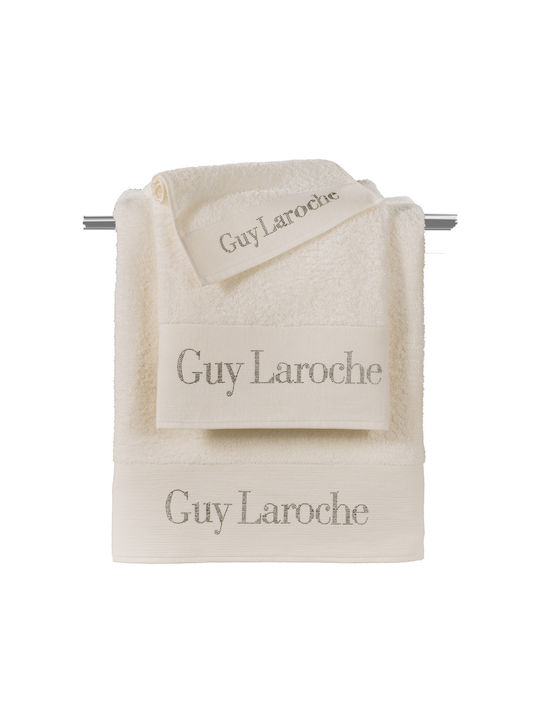 Guy Laroche Σετ Πετσέτες Μπάνιου 3τμχ Futura Ivory Βάρους 500gr/m²