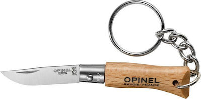 Opinel Keychain No 02 Taschenmesser Schlüsselanhänger Braun mit Klinge aus Rostfreier Stahl