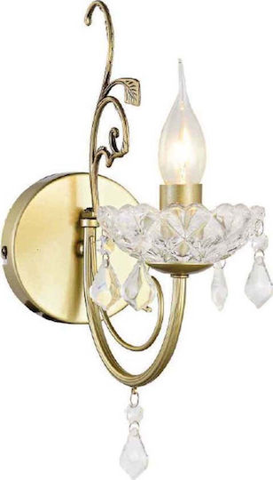 Aca Faberge Κλασικό Φωτιστικό Τοίχου με Ντουί E14 Χρυσό 12x27x37εκ.