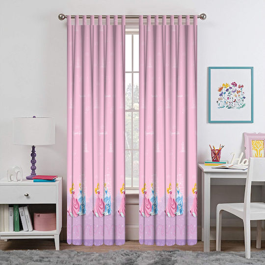 Disney Παιδική Κουρτίνα PR011 Princess με Τρέσα Pink 140x290εκ.