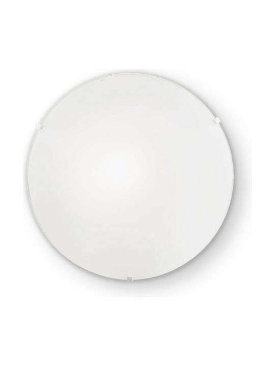 Ideal Lux Simply PL2 Κλασική Γυάλινη Πλαφονιέρα Οροφής με Ντουί E27 σε Λευκό χρώμα 30cm