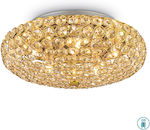 Ideal Lux King PL5 Πλαφονιέρα Οροφής Χρυσή με Κρύσταλλα