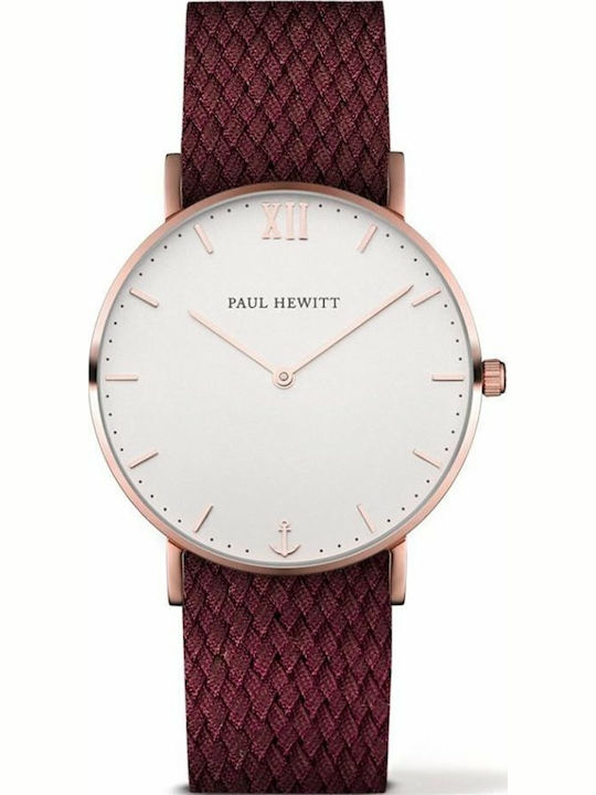 Paul Hewitt Herrenuhr 39mm Batterie mit Burgundisch Stoffarmband