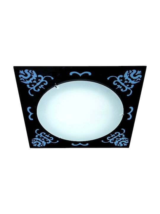 Home Lighting White Μοντέρνα Γυάλινη Πλαφονιέρα Οροφής με Ντουί E27 σε Μαύρο χρώμα 30cm