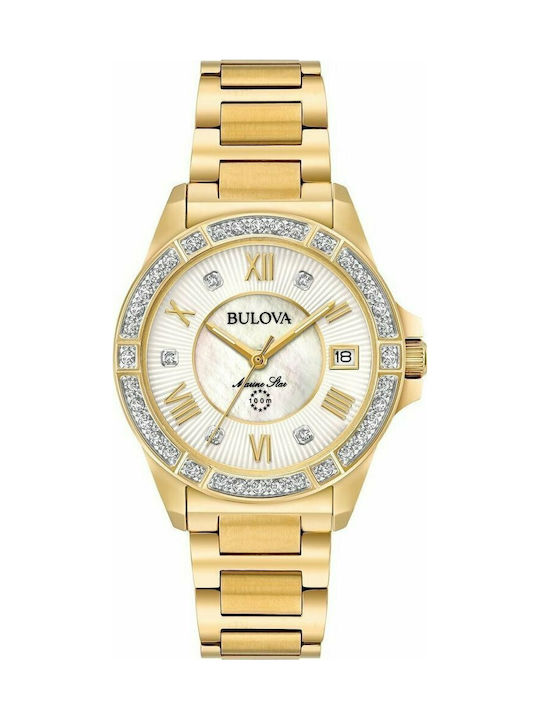 Bulova Diamond Watch with Gold Metal Bracelet
