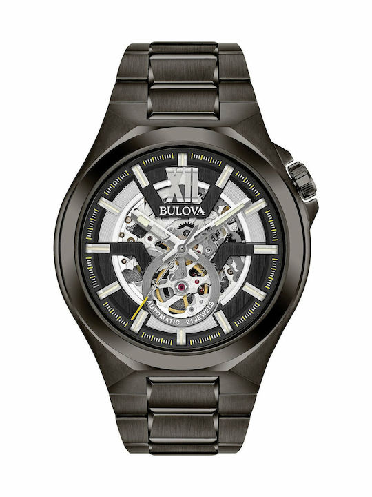 Bulova Maquina Ανδρικό Ρολόι 46mm Αυτόματο με Μαύρο Ατσάλινο Μπρασελέ