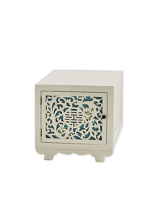 Shanghai Wooden Bedside Table Λευκό 50x50x43cm