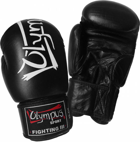 Olympus Sport Fighting ΙΙI Boxing Gloves Leather for Match Black