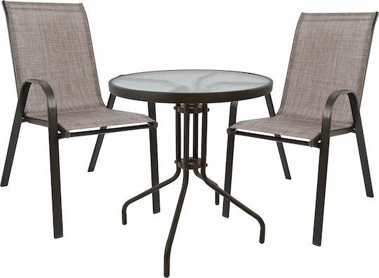 Garten- und Outdoor-Möbelsets Typsatz Speisesaal für kleinen Balkon 3 Stück braun