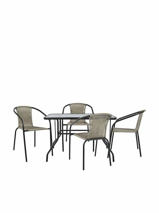 Garten- und Outdoor-Möbelsets 5 Stück Grau