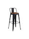 Metallischer Gartenhocker für Bar Außenbereich Relix Wood Dunkel Eiche / Schwarz 44x44x100cm