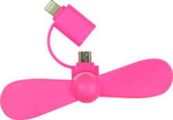 USB Phone Fan with Water Pink Lightning/microUSB mini Fan Pink GNG150