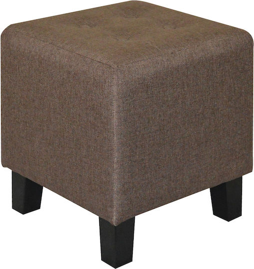 Hocker Für das Wohnzimmer Gepolstert mit Stoff Medea Dark Brown 37x37x42cm